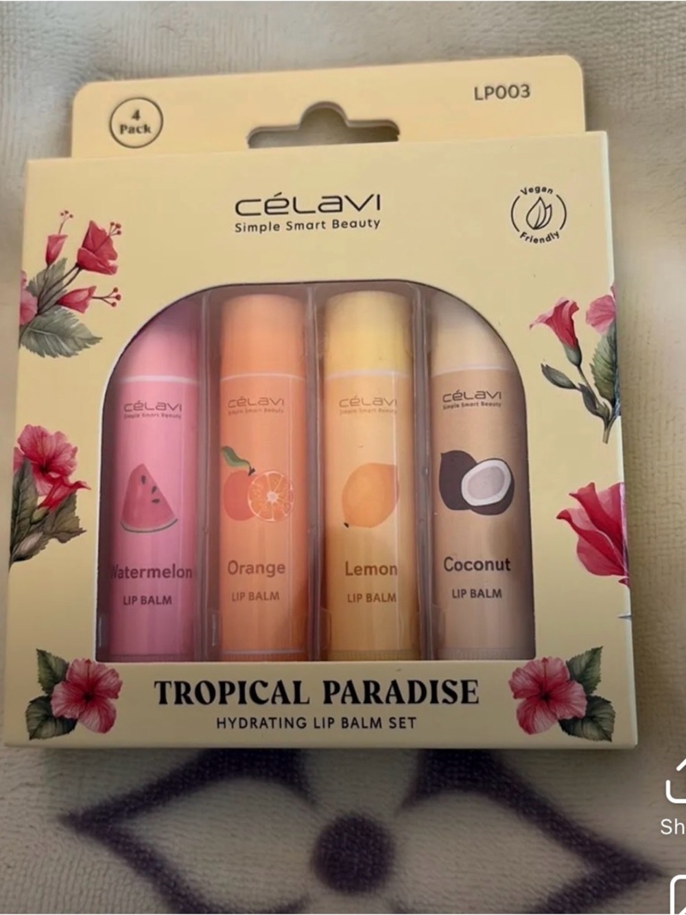 Tropical Paradise Hydrating Lip Balm Set - Pink, Orange, Yellow, Tan